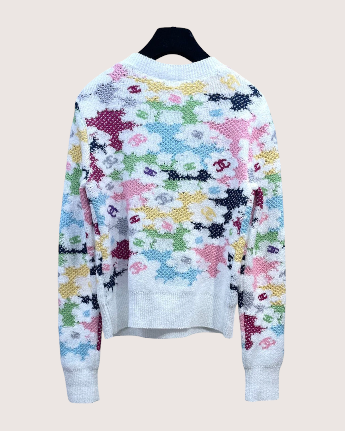Chanel 24P Camellia Sweater White, Pink, Multicolor FR 34