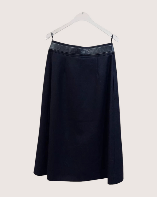 Celine Wool Wrap Mid-Length Skirt Black FR 36
