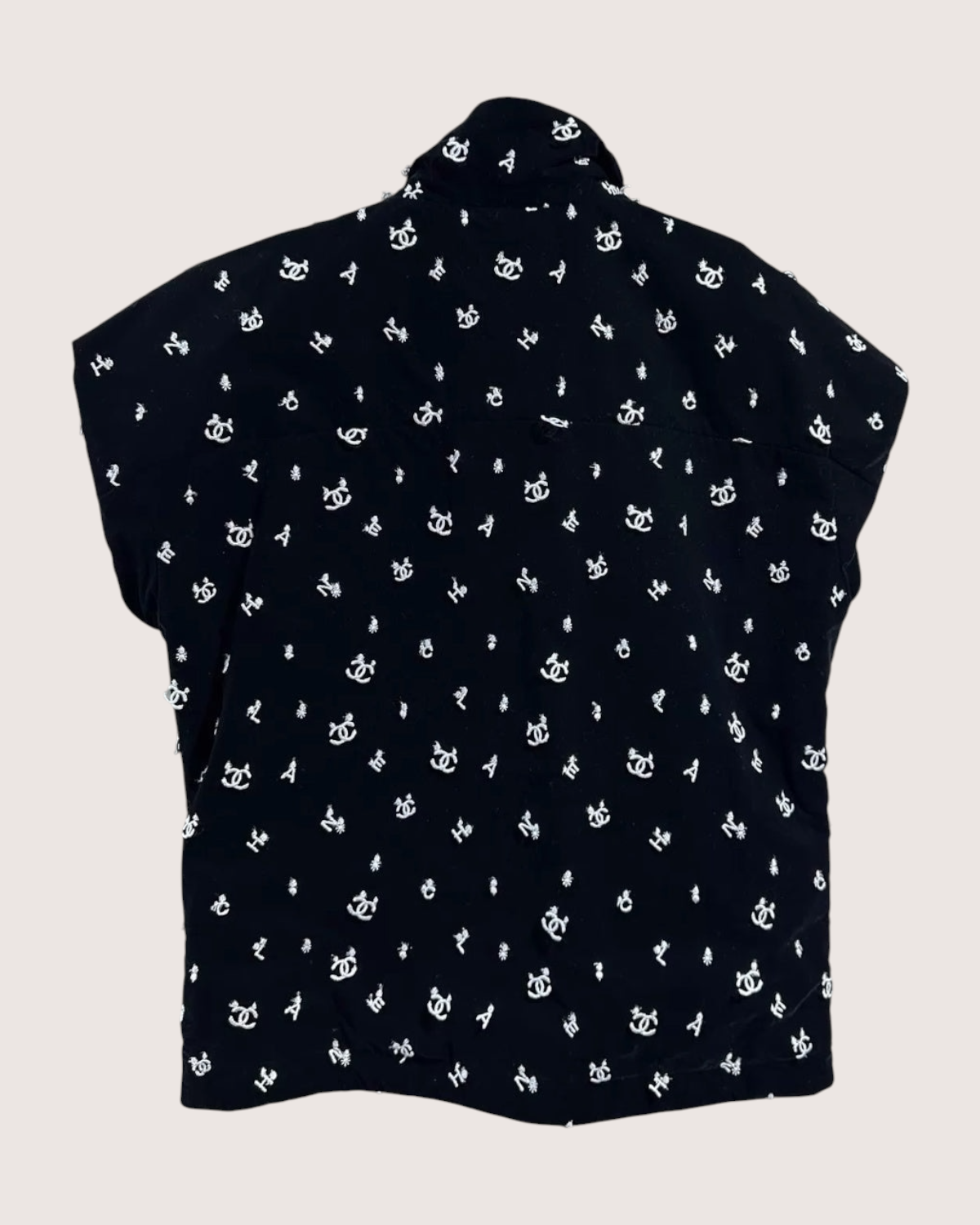 Chanel Embroidered Sleeveless Logo Jacket - view 2