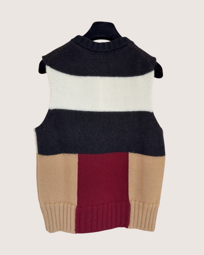 Chanel 26B Cashmere Colorblock Vest Black, Beige/Ecru, Multicolor FR 36