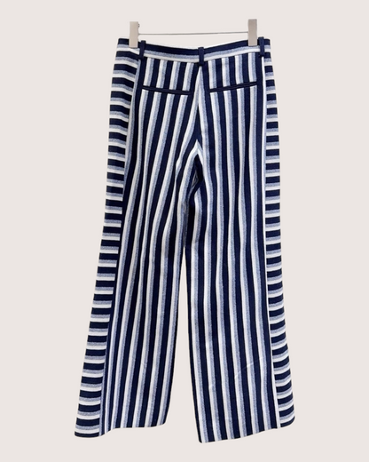 Chanel 19C Wool La Pausa Striped Trousers - Navy, White, Blue, view 2