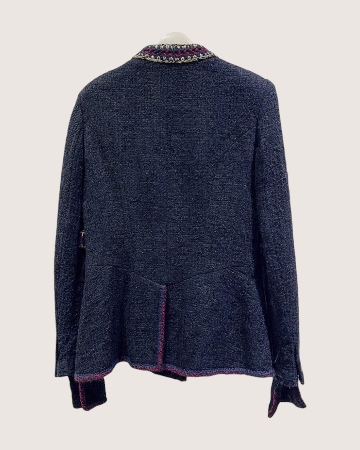 Chanel 09A Tweed CC-Button Jacket Navy, Burgundy, Gold FR 38
