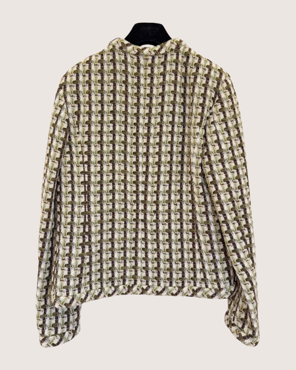 Chanel 23A Tweed Jacket Beige/Ecru, Green, Brown FR 36