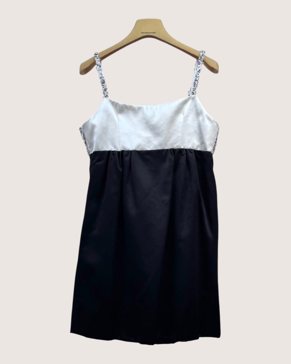 Miu Miu Crystal Strappy Mini Dress Black, White, Silver FR 38