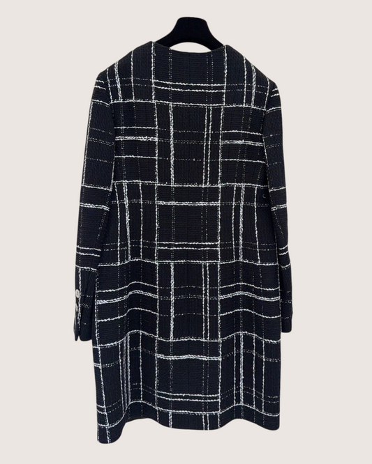 Chanel 23A Tweed Coat Black, White FR 42