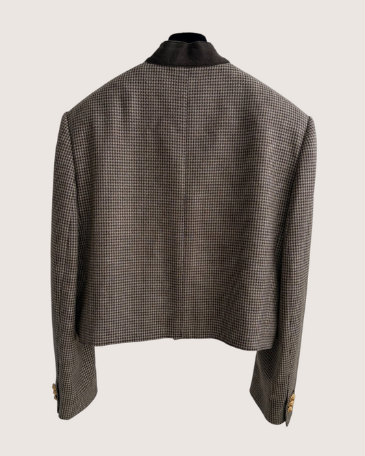 Chanel 26S Wool Houndstooth Cropped Jacket - Brown, view 2