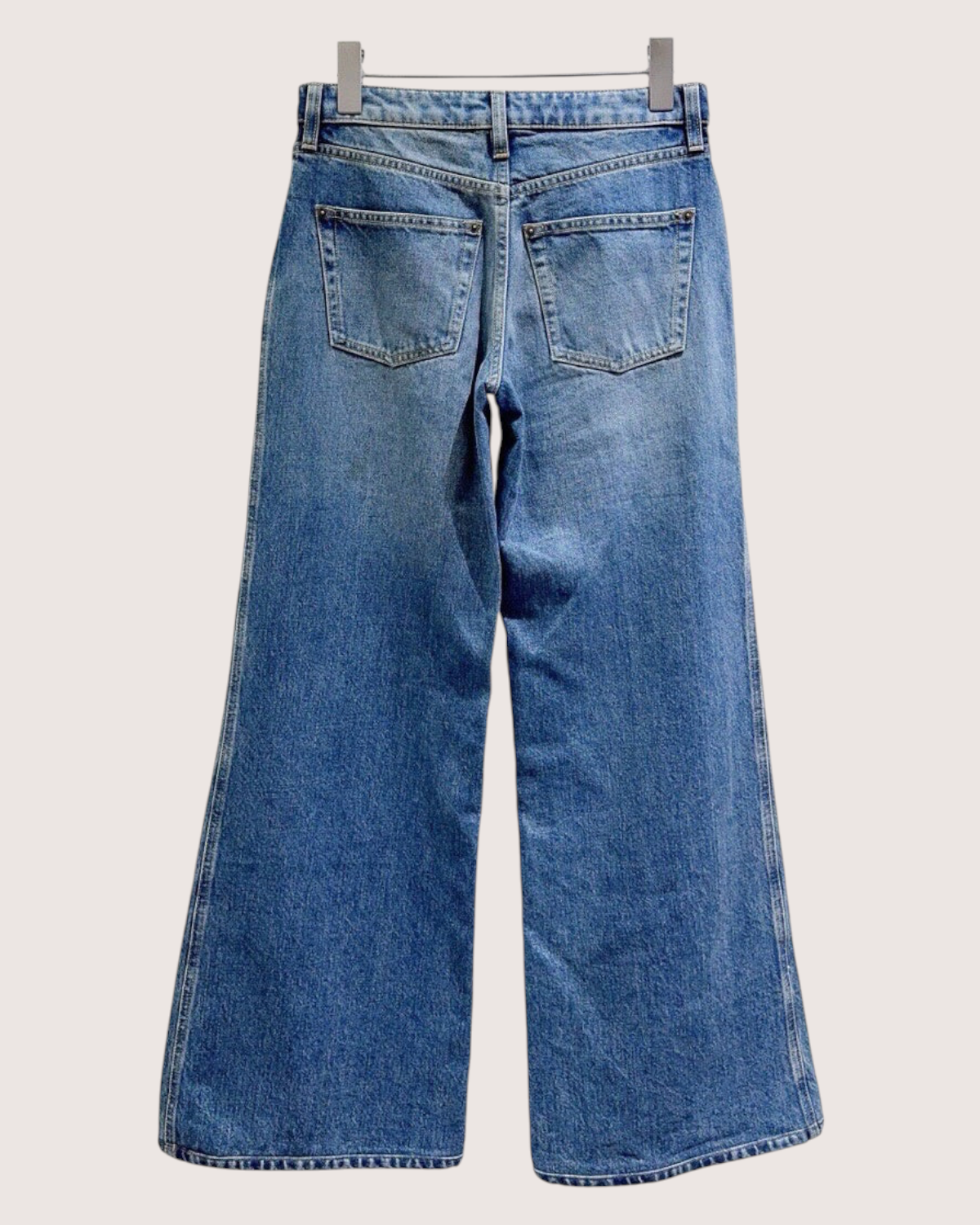 Louis Vuitton Monogram-Patch Wide-Leg Denim Jeans Blue, Brown FR 34