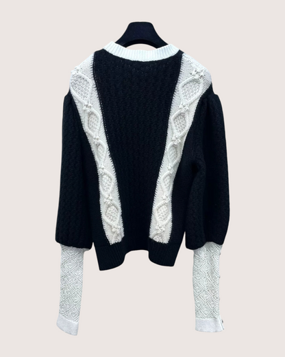 Chanel 21A CC Sweater Black, White FR 34