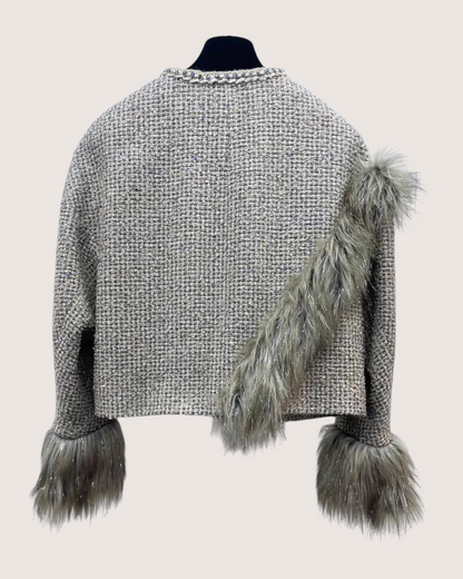 Chanel 21A Faux Fur Tweed Jacket