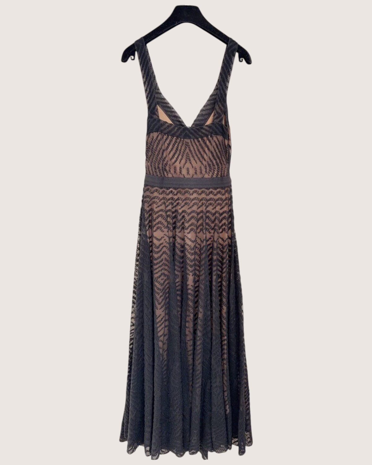 Chanel 17C Lace Maxi Dress Black, Brown FR 34