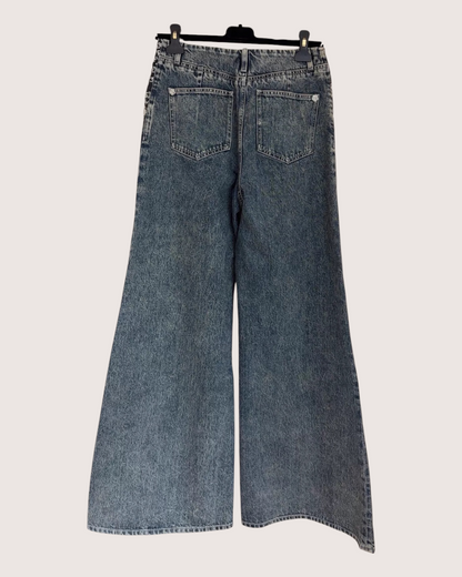 Chanel 25B Washed Wide-Leg Denim Jeans