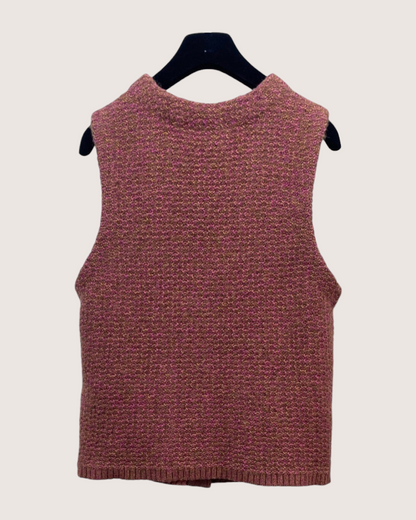 Chanel 24K Wool Bouclé Vest Pink, Brown FR 38