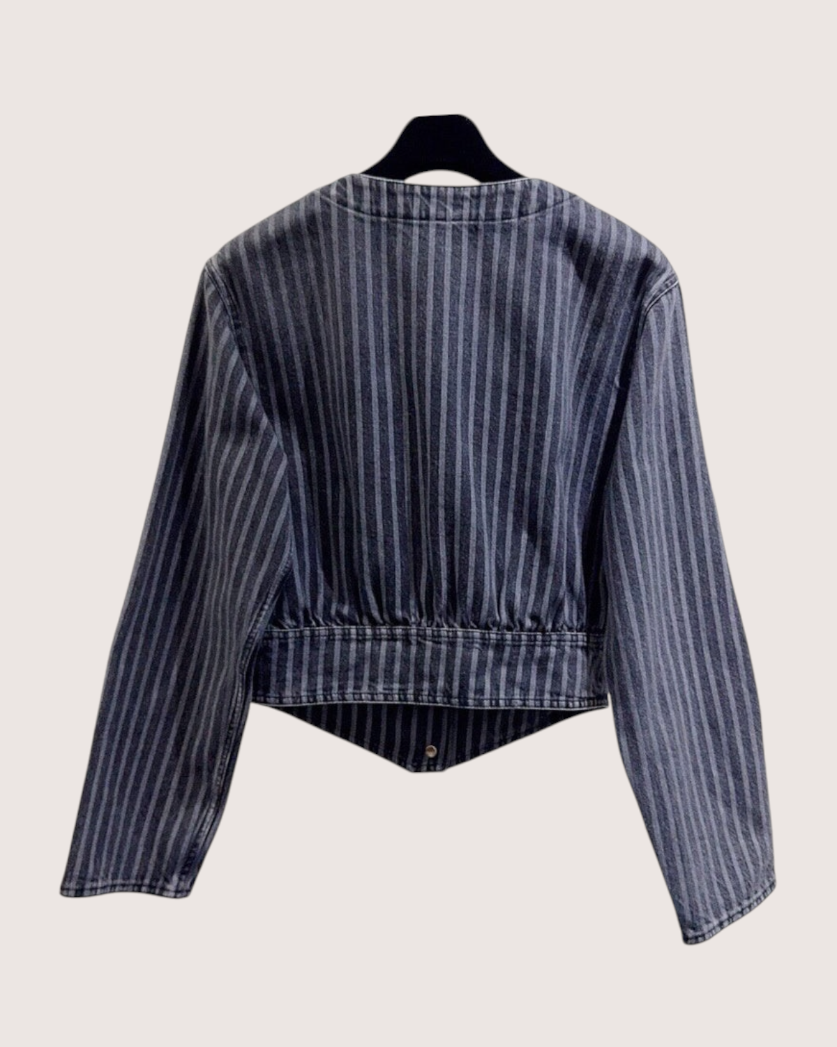 Chanel 20K Striped Denim Jacket Black, Grey FR 34