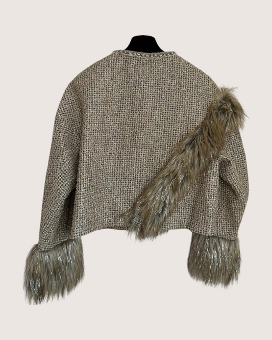 Chanel 21A Fringe Tweed Jacket Gold, Beige/Ecru FR 36 - view 2