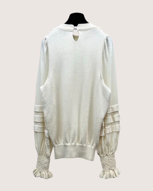 Chanel 25K Wool Cutout Sweater Beige/Ecru FR 34