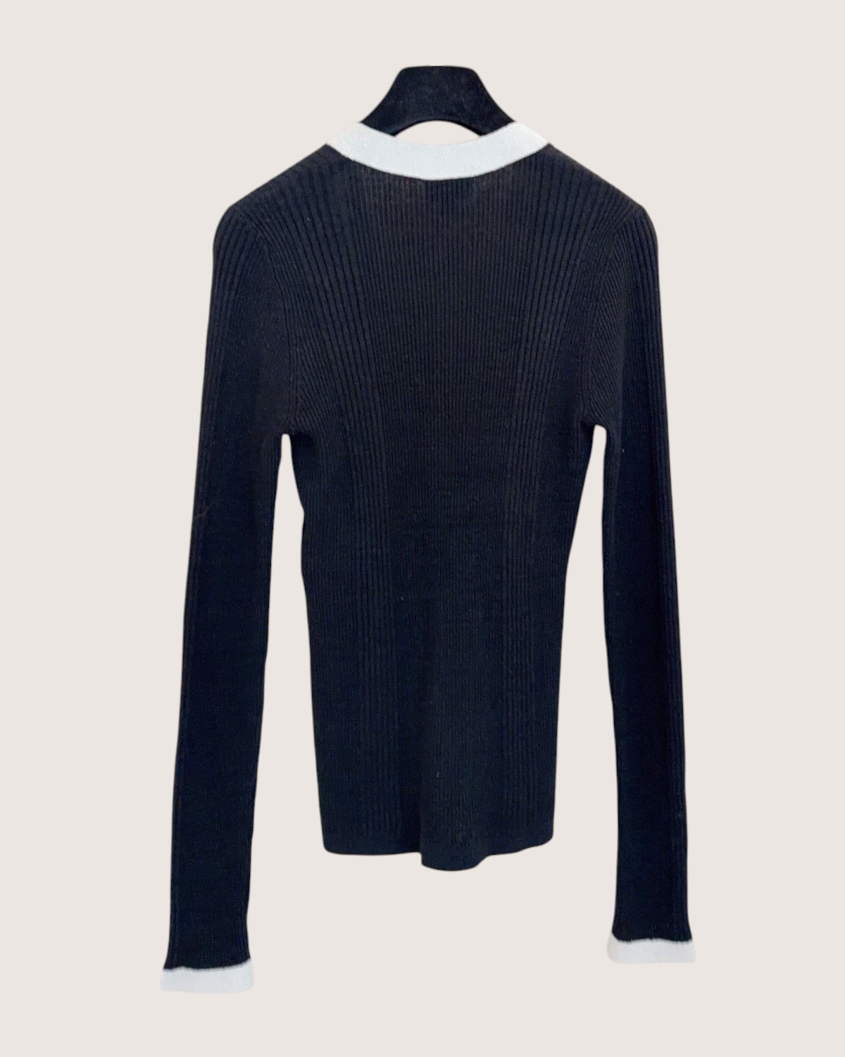 Chanel 26P Contrast-Trim Cardigan Black, Beige/Ecru FR 36