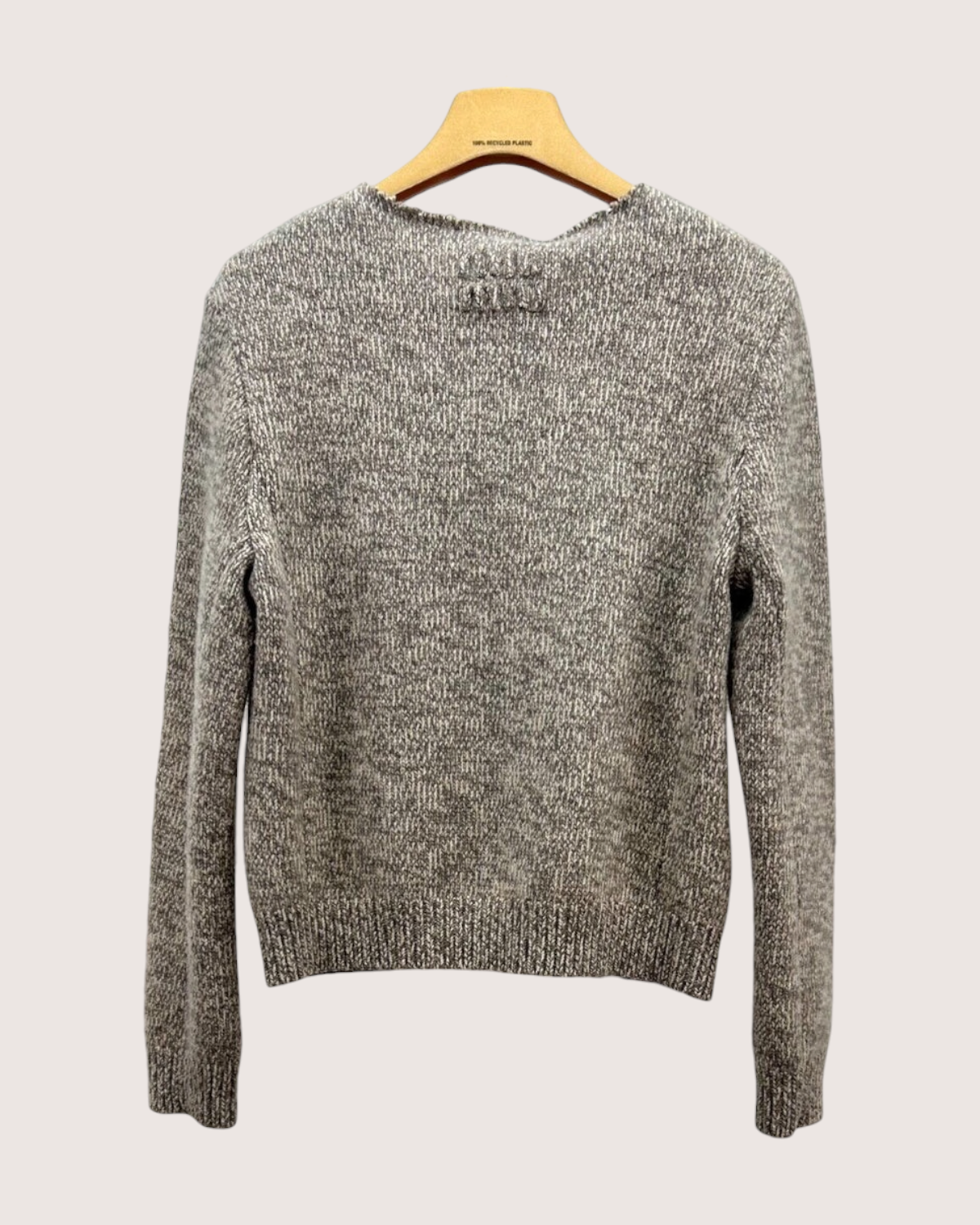 Miu Miu Wool Marled Logo Cardigan Grey, Beige/Ecru IT 36