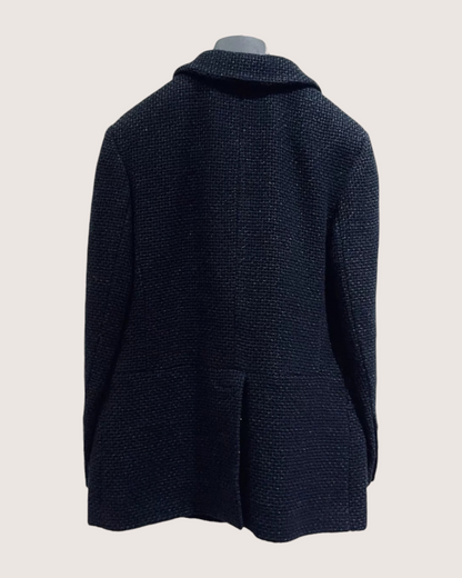Chanel 21P Tweed Double-Breasted Jacket Black FR 38