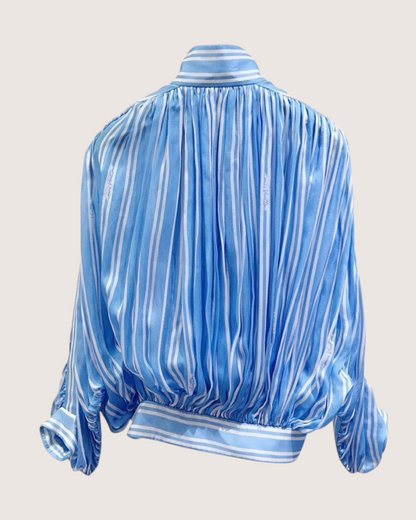 Louis Vuitton Striped Batwing-Sleeve Shirt Blue, White FR 32