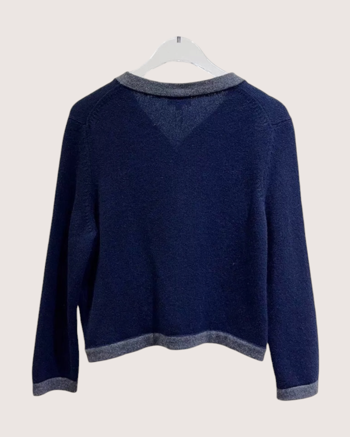 Chanel Cashmere Cardigan Navy, Grey FR 34
