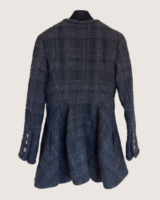 Chanel 23S Flared Shimmer Tweed Jacket Black FR 34