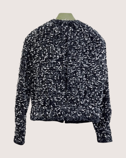 Chanel Tweed Jacket Black, White FR 36