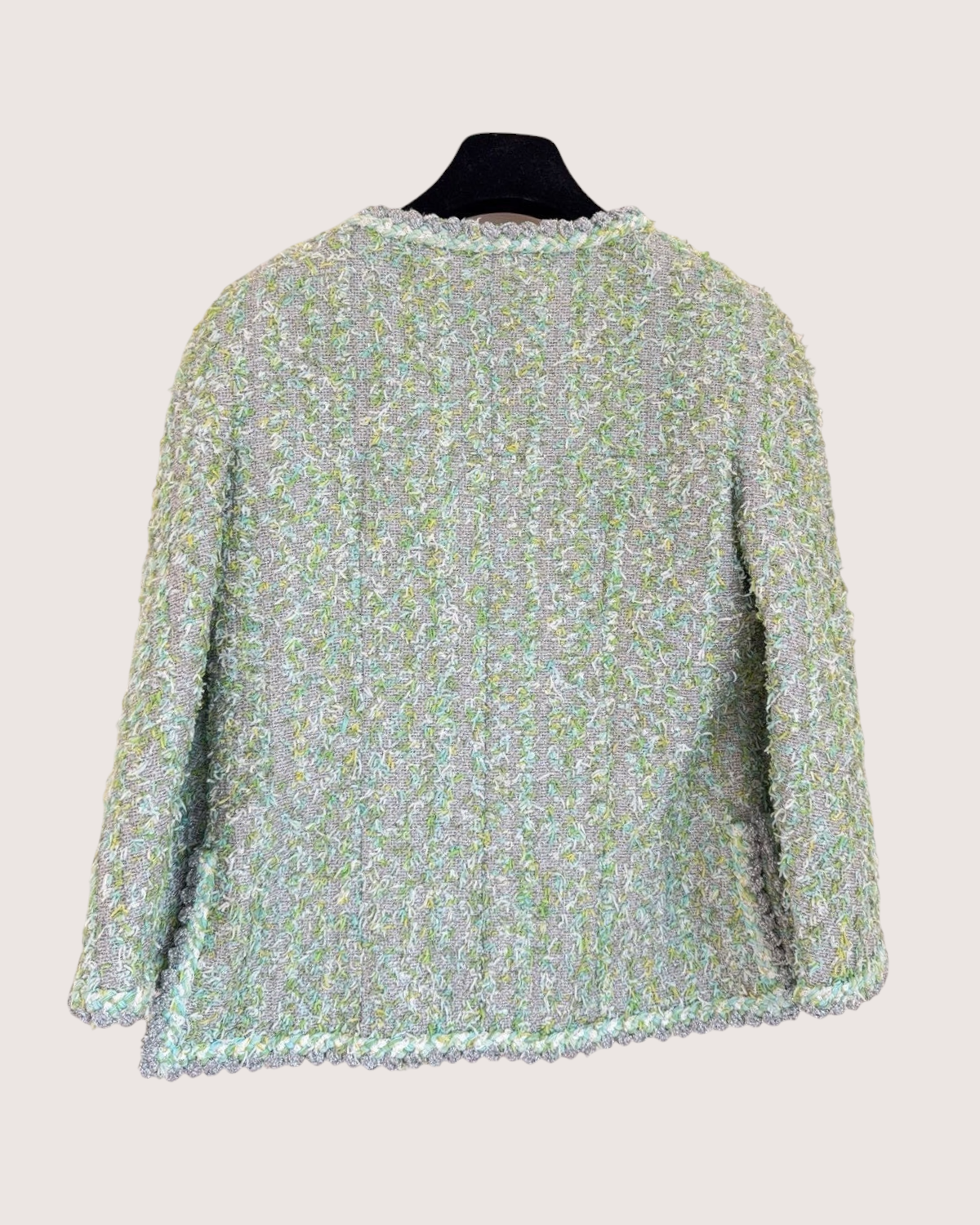 Chanel 18P Four-Pocket Tweed Jacket Green, Silver, Multicolor FR 36