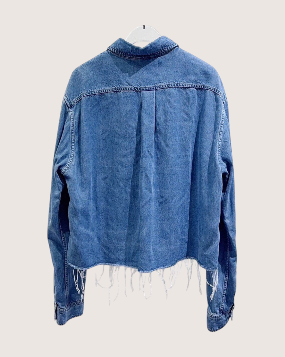 Miu Miu Cropped Logo Denim Shirt Blue IT 38