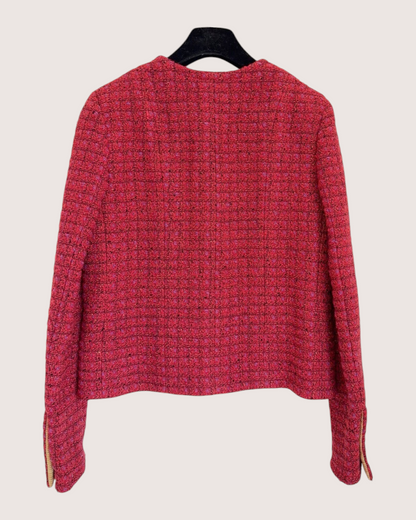 Chanel 23B Tweed Jacket Red, Purple, Multicolor FR 36