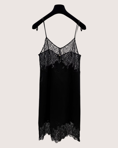 Chanel 26A Lace Strappy Mini Dress Black FR 36