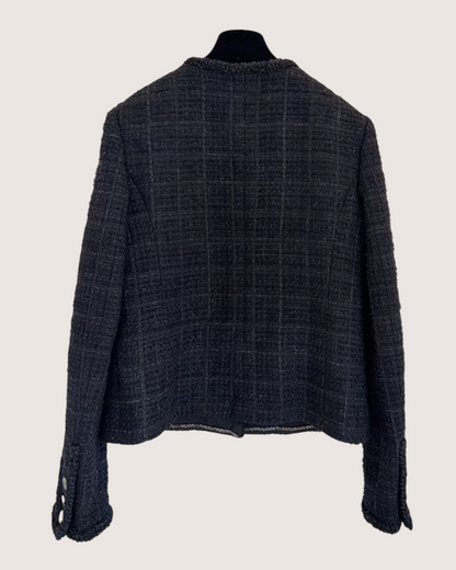 Chanel 25B Tweed Four-Pocket Jacket Black, Grey FR 36