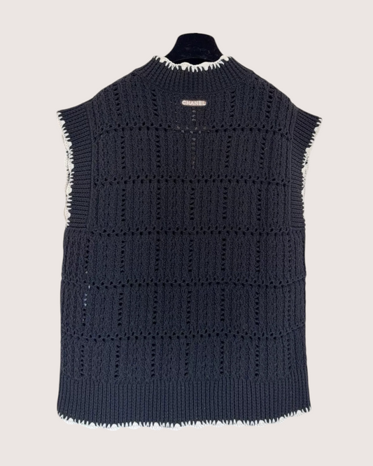 Chanel 26P V-Neck Pullover Vest - Black, view 2