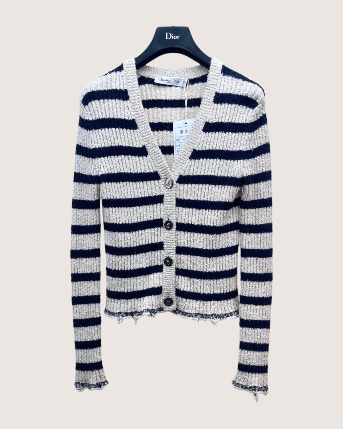 Christian Dior Striped Cardigan & Tank Top Set White, Navy FR 36