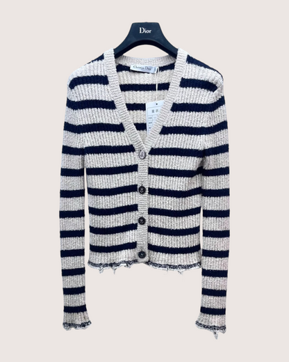 Christian Dior Striped Cardigan & Tank Top Set White, Navy FR 36