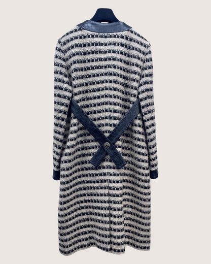 Chanel 19A Leather-Trim Tweed Coat