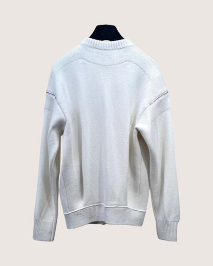 Chanel 25P Zipper Shoulder Cashmere Cardigan White FR 34