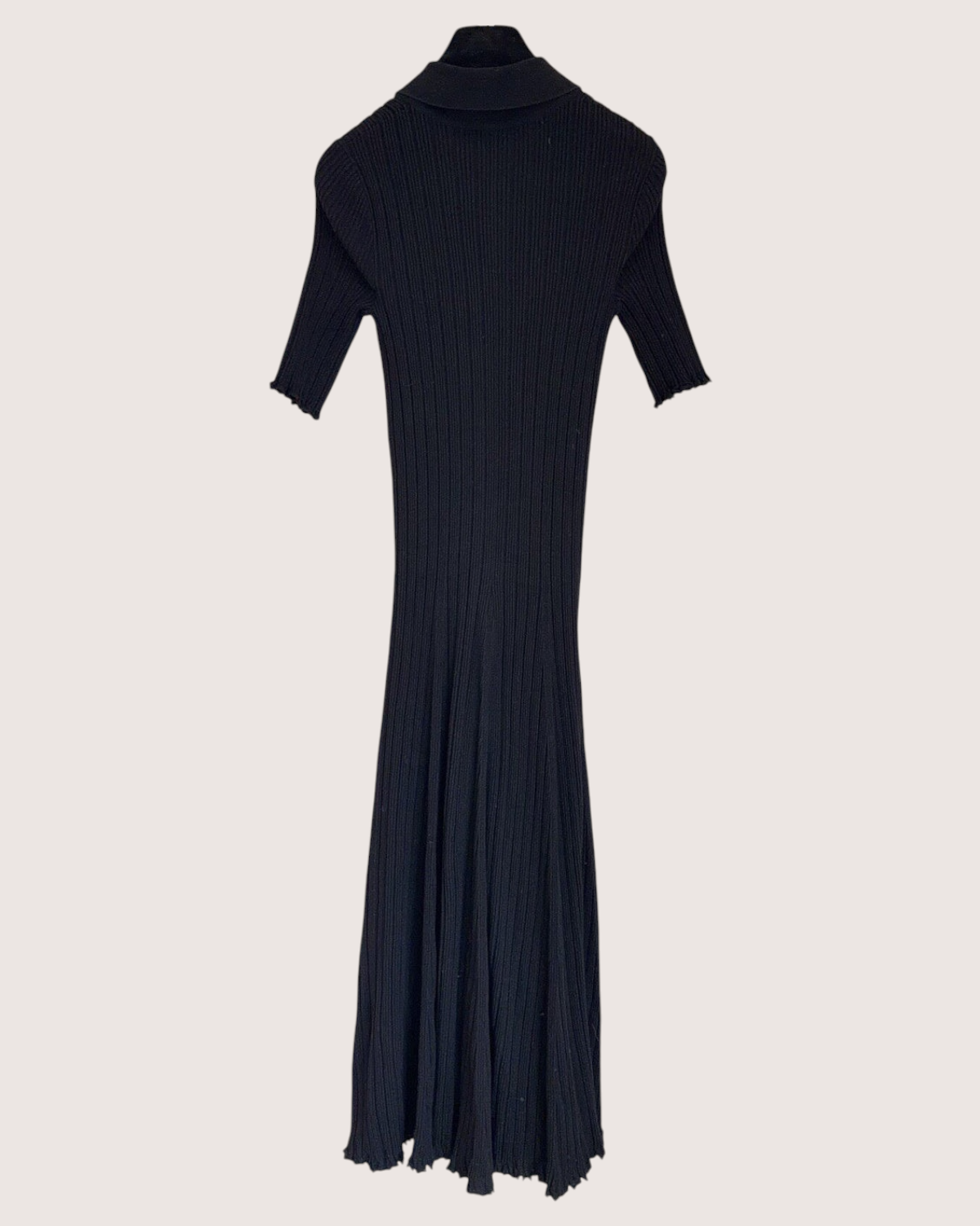 Chanel 26P Ribbed Polo Maxi Dress Black FR 36