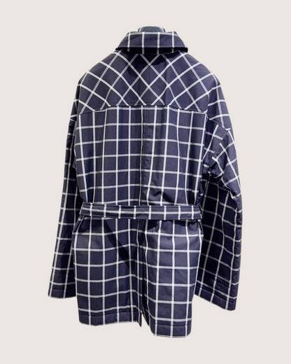 Hermès Windowpane Jacket Navy, White FR 36