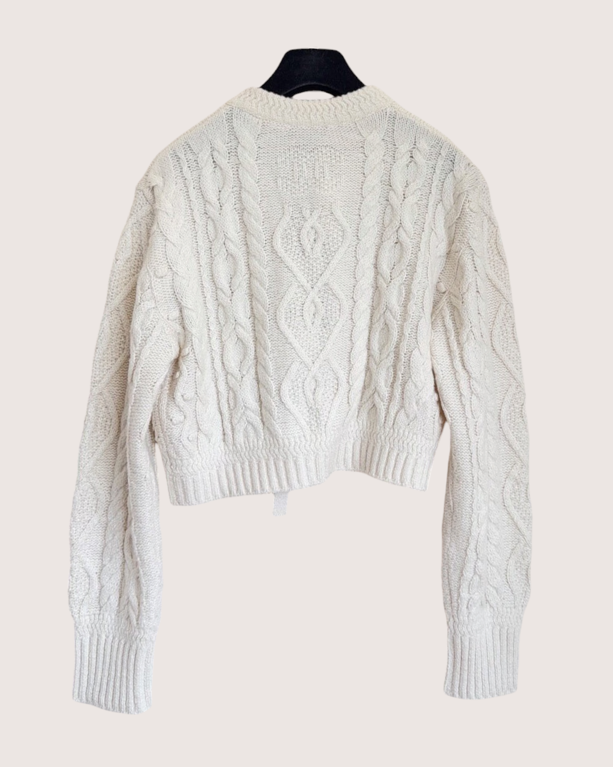 Chanel 24N Coco Neige Cropped Cable Tie-Front Cardigan Beige/Ecru FR 38