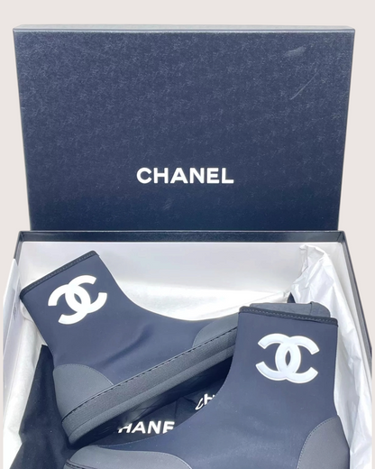 Chanel Coco Beach CC Logo Short Boots Black ["EU 35"]