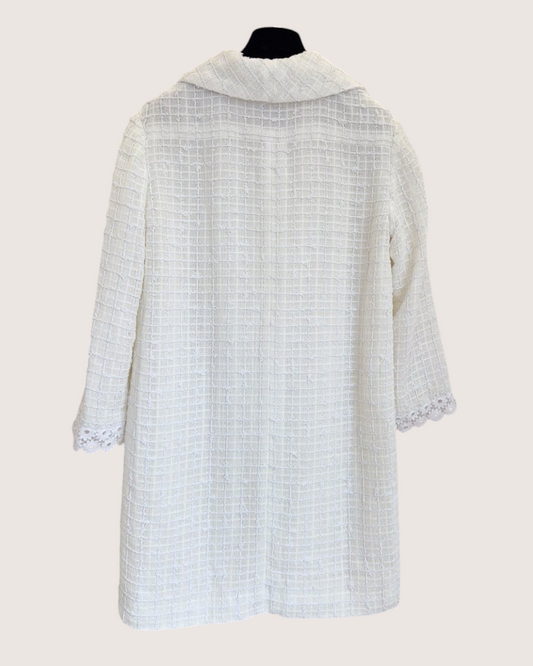 Chanel 21C Floral Lace Tweed Mini Dress White FR 36