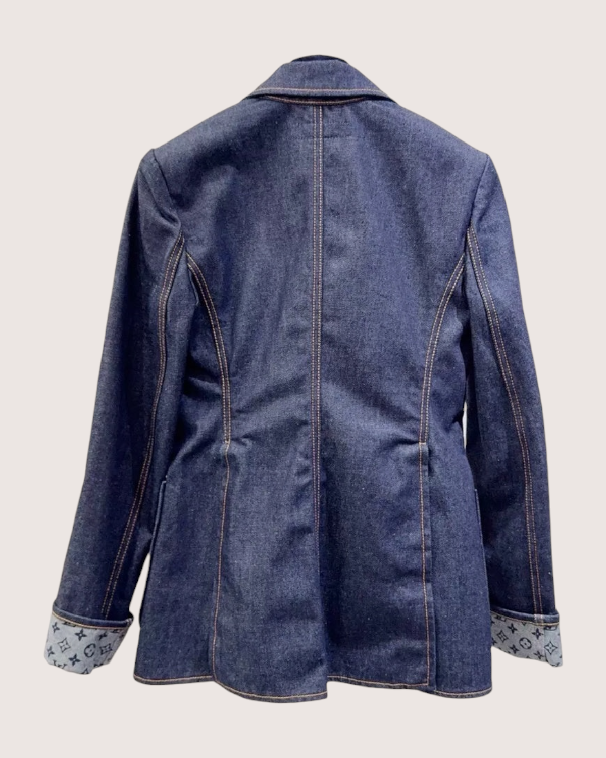 Louis Vuitton Monogram-Cuff Denim Jacket Blue FR 34