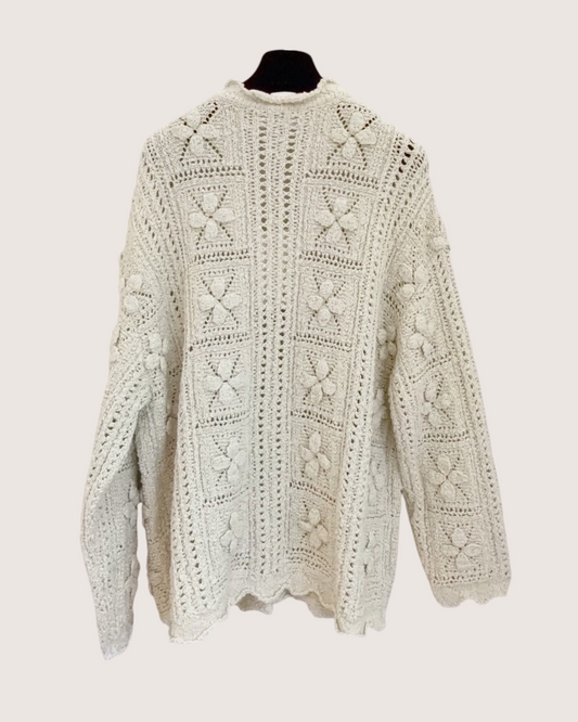 Chanel 25C Crochet Cardigan Beige/Ecru FR 38