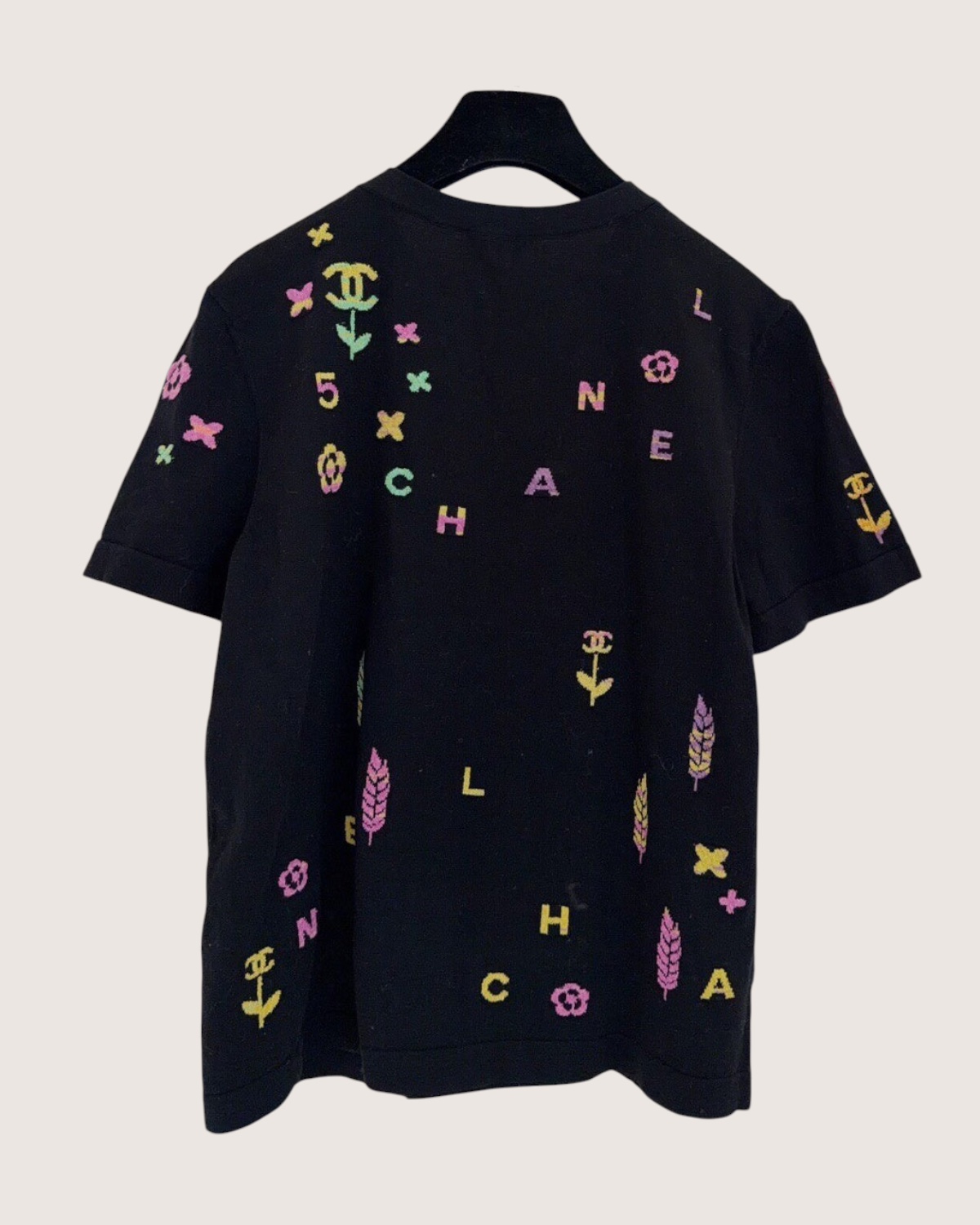 Chanel 22P Cashmere Logo Top Black, Multicolor FR 40