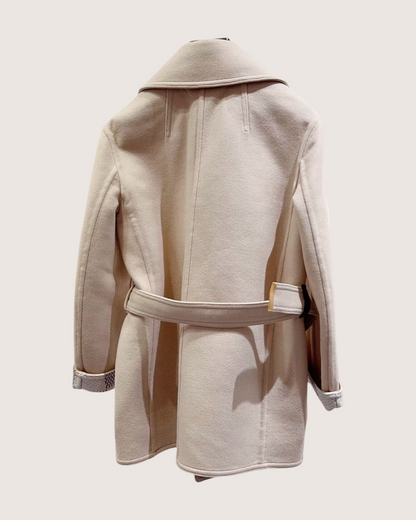 Louis Vuitton Wool Wrap Coat Beige/Ecru, Blue FR 34