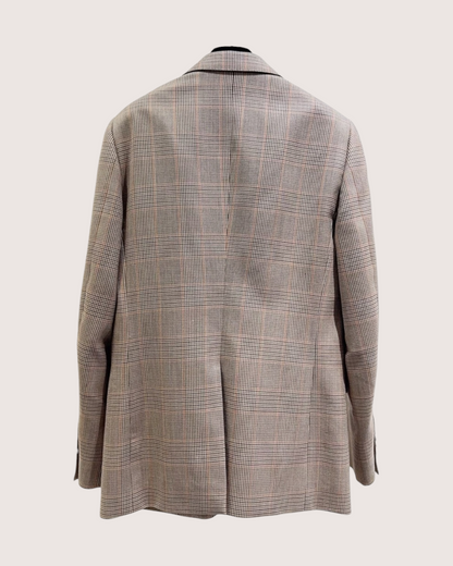 Celine Glen-Check Wool Jacket Beige/Ecru, Grey, Multicolor