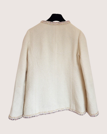 Chanel 26C Two-Pocket Tweed Jacket Beige/Ecru, Pink FR 36