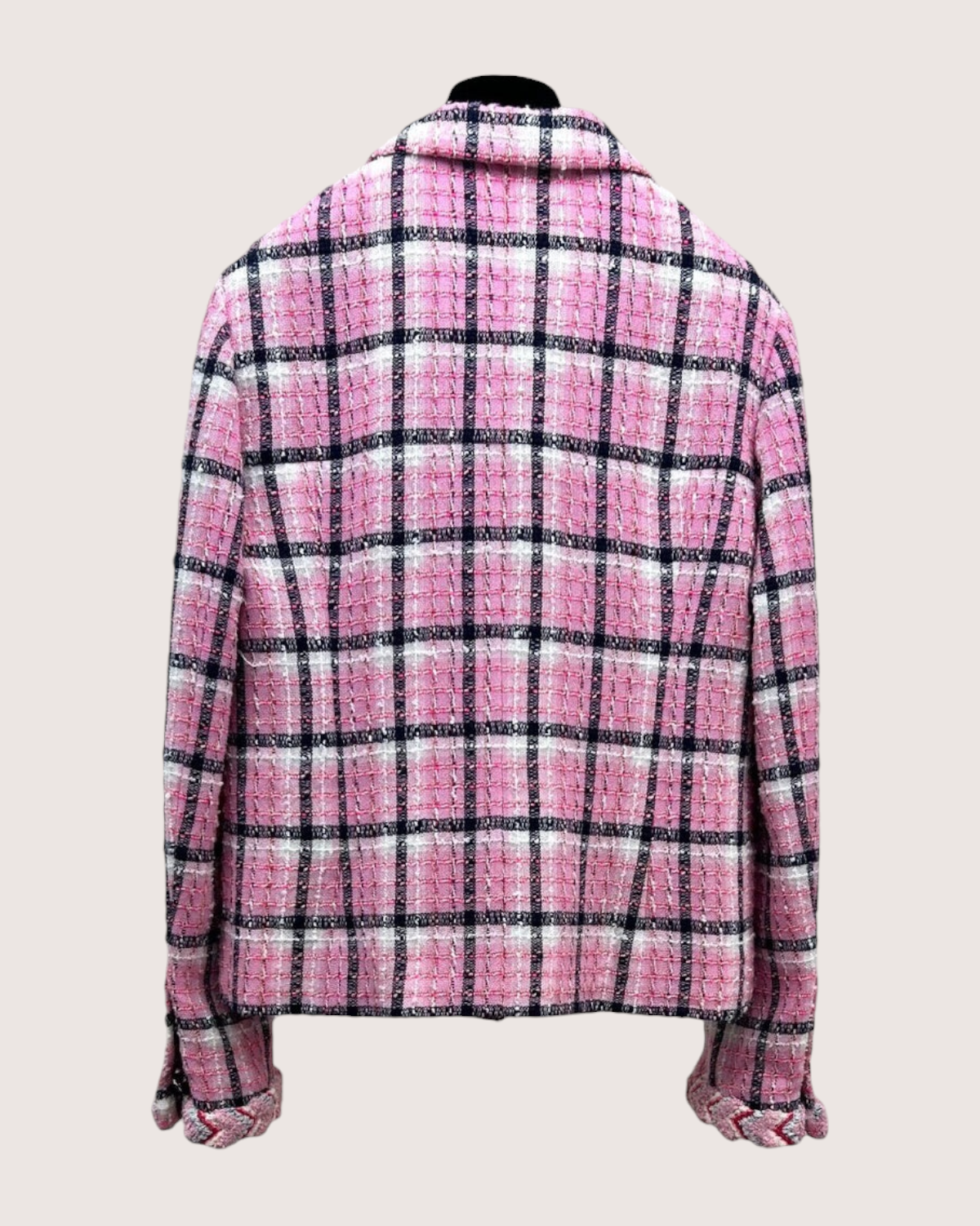 Chanel 24S Checked Tweed Jacket Pink, White, Black FR 34