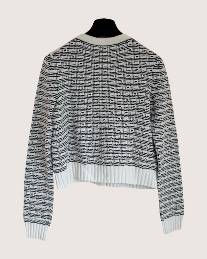 Chanel 25P Striped Cardigan Black, White FR 38