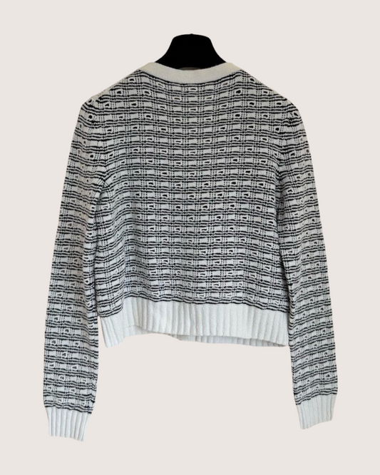 Chanel 25P Striped Cardigan Black, White FR 38